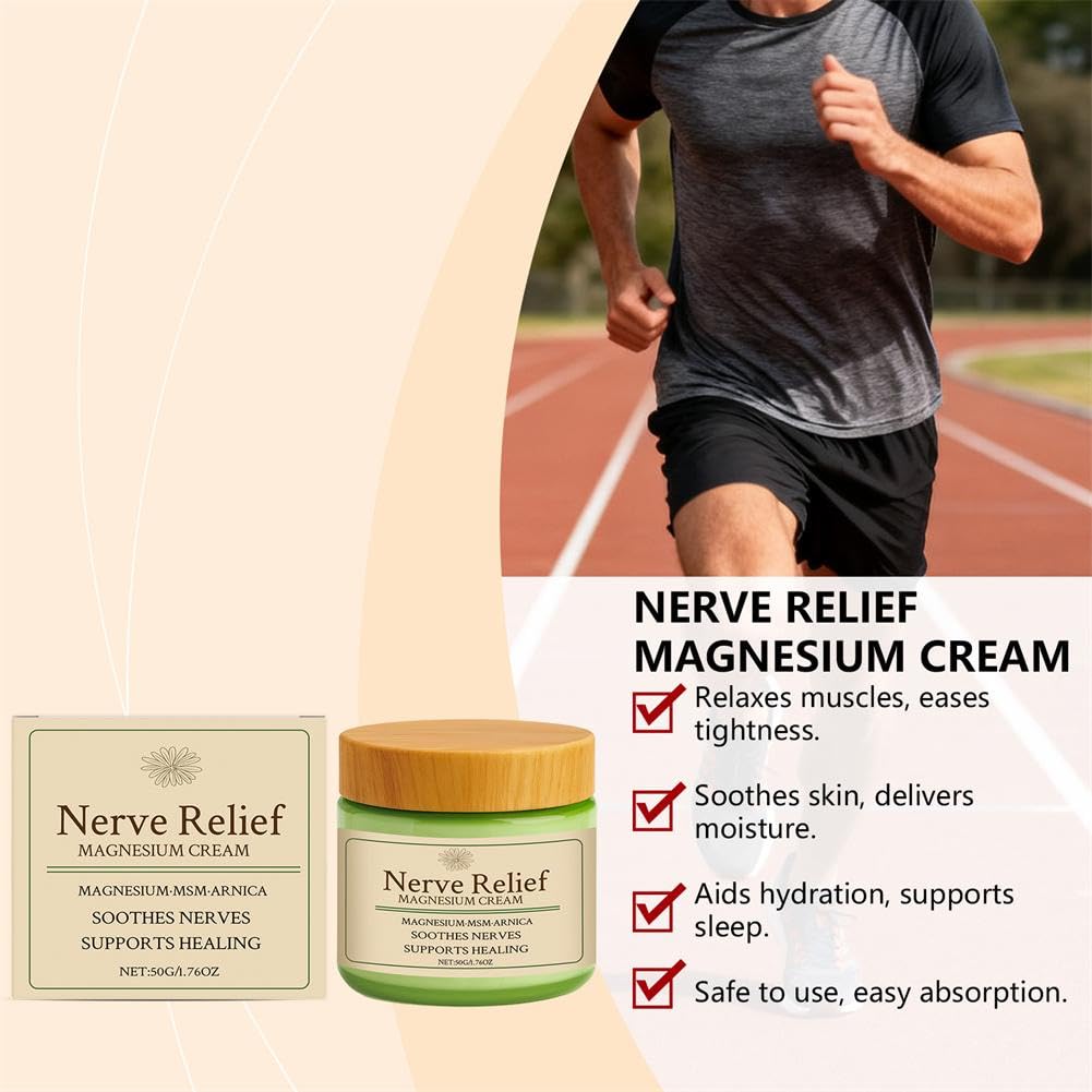 Total Relief Magnesium Cream - Nerve Relief Magnesium Cream with MSM & Arnica,Total ReliefCream for Muscle Relaxation, Soothes Nerves & Daily Soothing Support, Deep Hydration,50g/1.76oz - TrustMedUSA