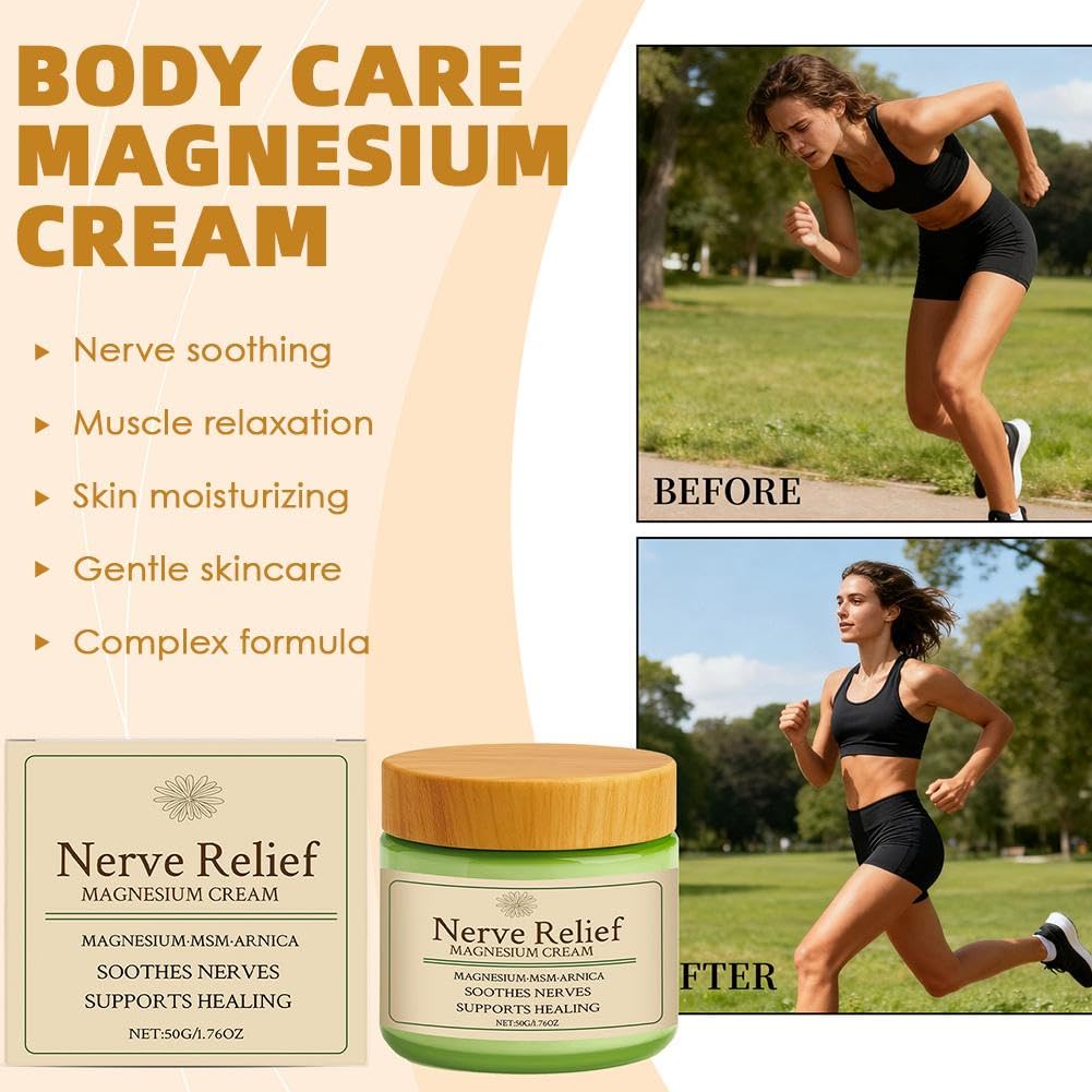 Total Relief Magnesium Cream - Nerve Relief Magnesium Cream with MSM & Arnica,Total ReliefCream for Muscle Relaxation, Soothes Nerves & Daily Soothing Support, Deep Hydration,50g/1.76oz - TrustMedUSA