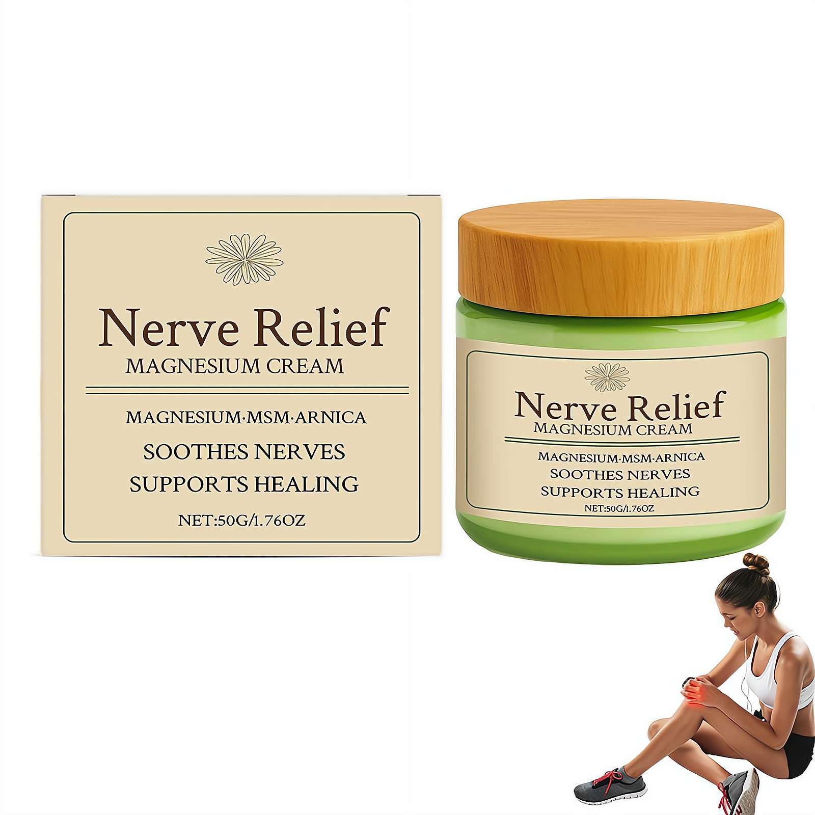 Total Relief Magnesium Cream - Nerve Relief Magnesium Cream with MSM & Arnica,Total ReliefCream for Muscle Relaxation, Soothes Nerves & Daily Soothing Support, Deep Hydration,50g/1.76oz - TrustMedUSA