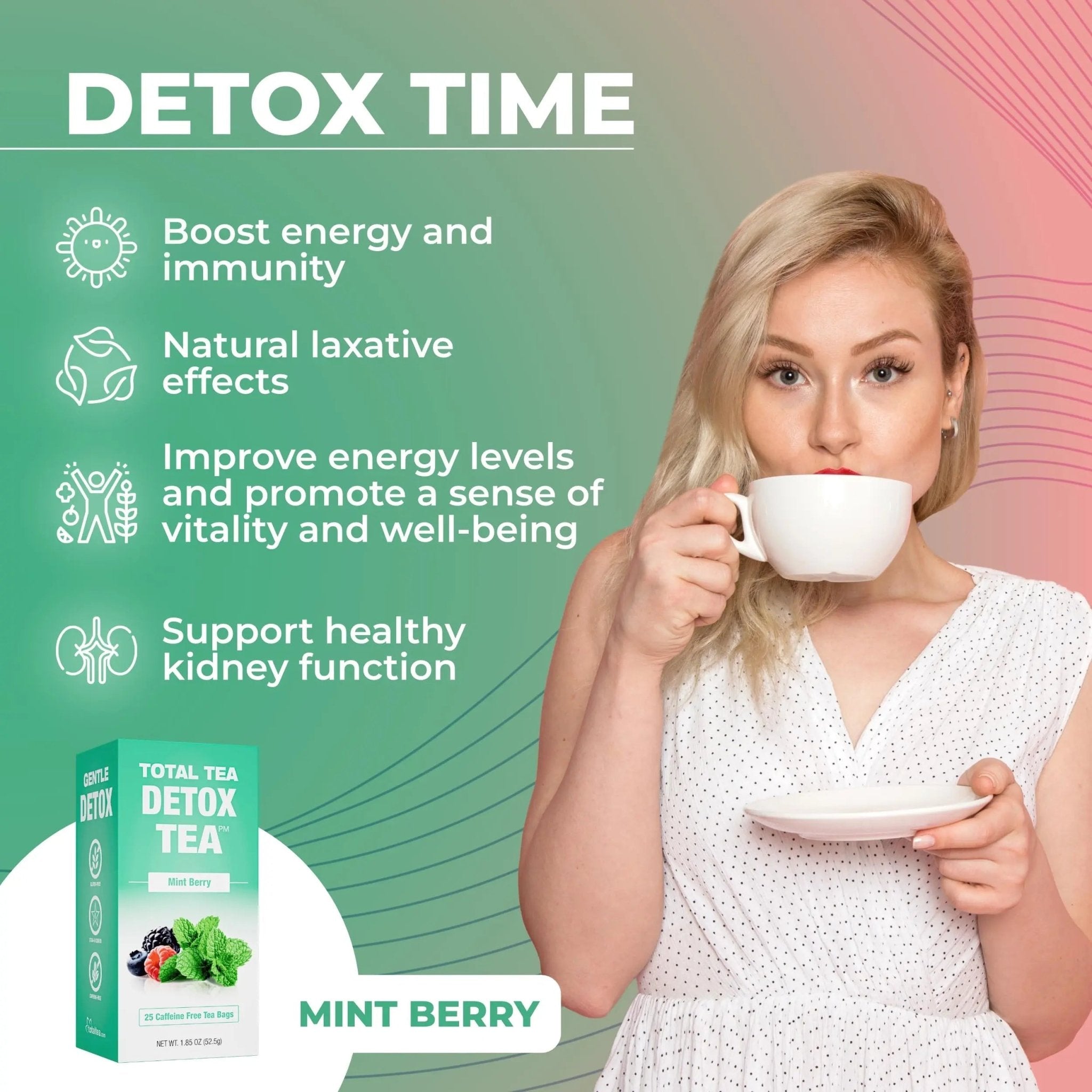 Total Tea Slimming Detox Tea for a Healthy Weight Support - Caffeine Free - Herbal - TrustMedUSA