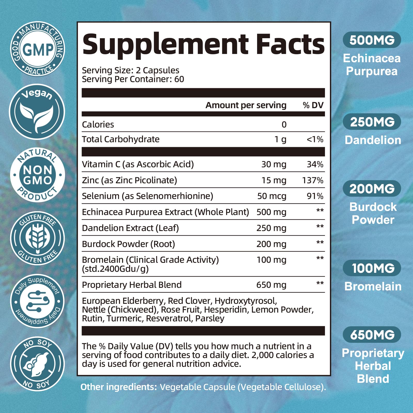 Totaria Lymphatic Drainage - Reduce Lymph Swelling with Echinacea, Dandelion, Burdock, Bromelain, Vitamin C, Zinc, Selenium, Proprietary Herbal Blend, Lymph MD System Support, 120 Counts - Maple Wellness Supplements