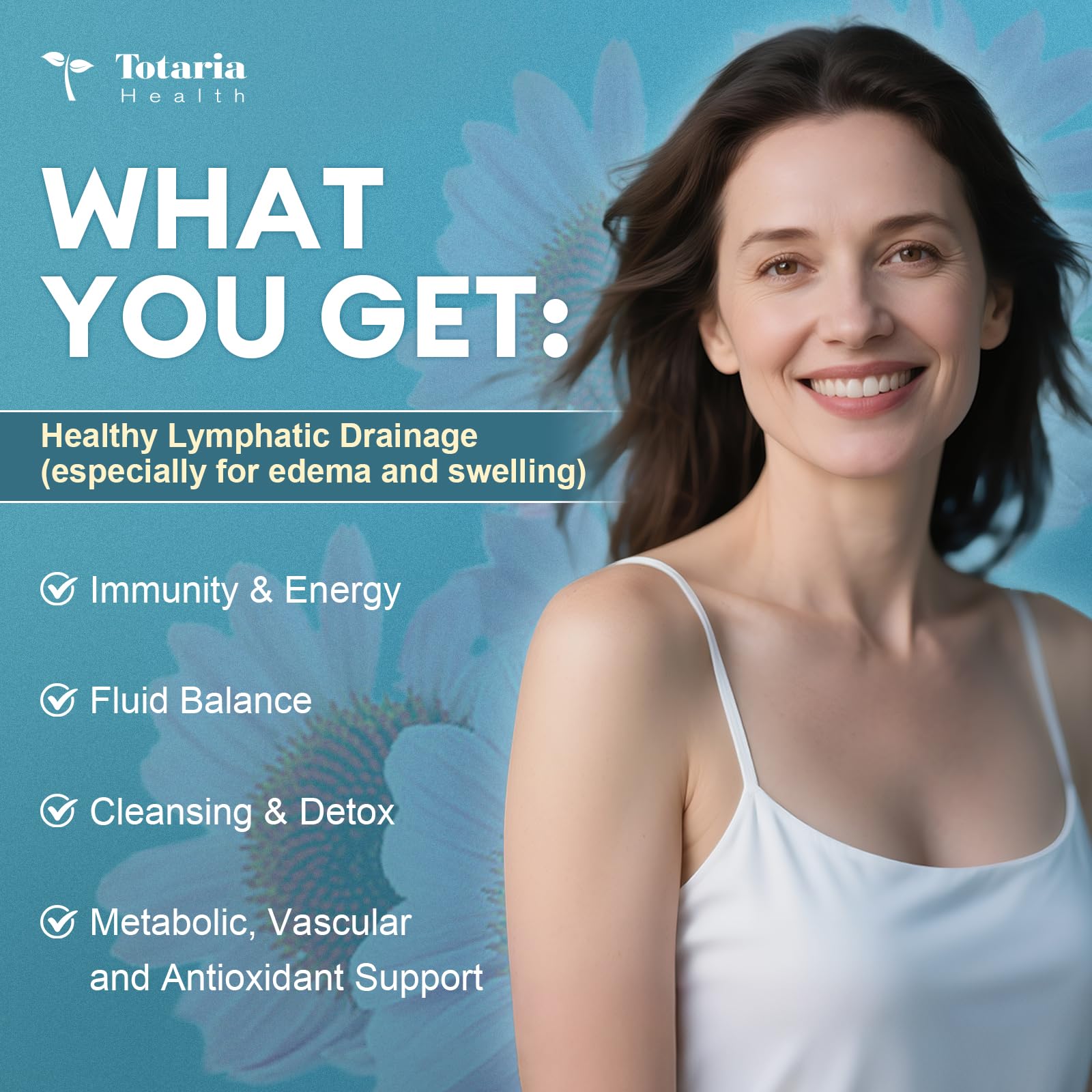 Totaria Lymphatic Drainage - Reduce Lymph Swelling with Echinacea, Dandelion, Burdock, Bromelain, Vitamin C, Zinc, Selenium, Proprietary Herbal Blend, Lymph MD System Support, 120 Counts - Maple Wellness Supplements
