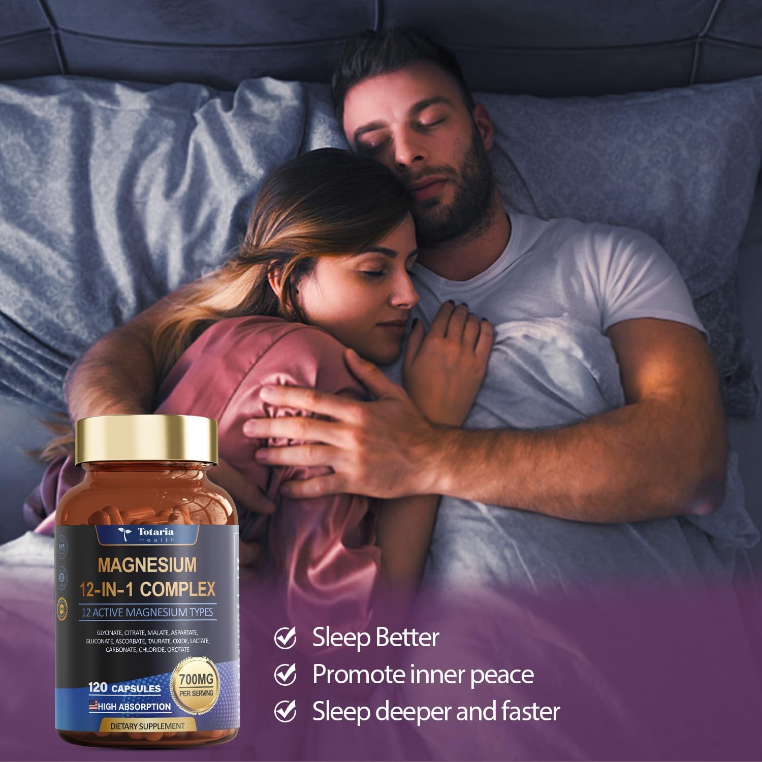 Totaria Magnesium Complex 700mg 12 in 1 Magnesium Supplement with Glycinate Citrate Malate Oxide Taurate Aspartate Orotate Magnesium Relaxation - TrustMedUSA