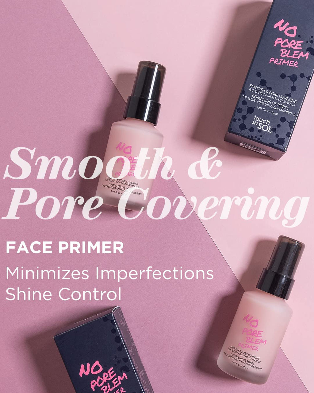 TOUCH IN SOL No Poreblem Primer – Pore Primer for Korean Makeup, Mattifying Primer for Oily Skin, Pore Eraser for Large Pores, Blurring Finish from K Beauty (1.01 fl.oz/30ml) - TrustMedUSA