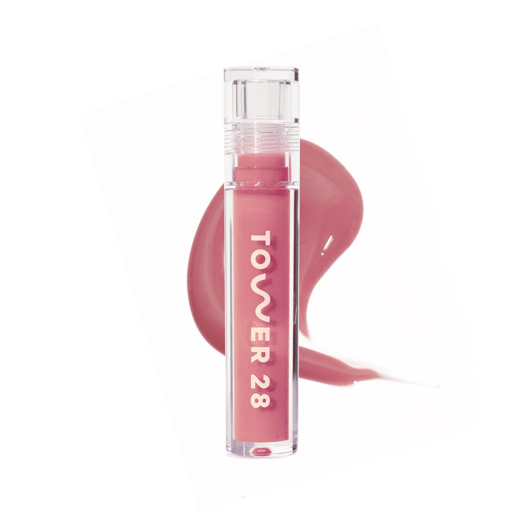Tower 28 ShineOn Lip Gloss Jelly - Hydrating Tinted Lip Balm + Milky Gloss for Sensitive Lips - Non-Sticky + High-Shine Jelly Formula with Nourishing Oil Blend - Pistachio - Nude Pink (0.13) - TrustMedUSA