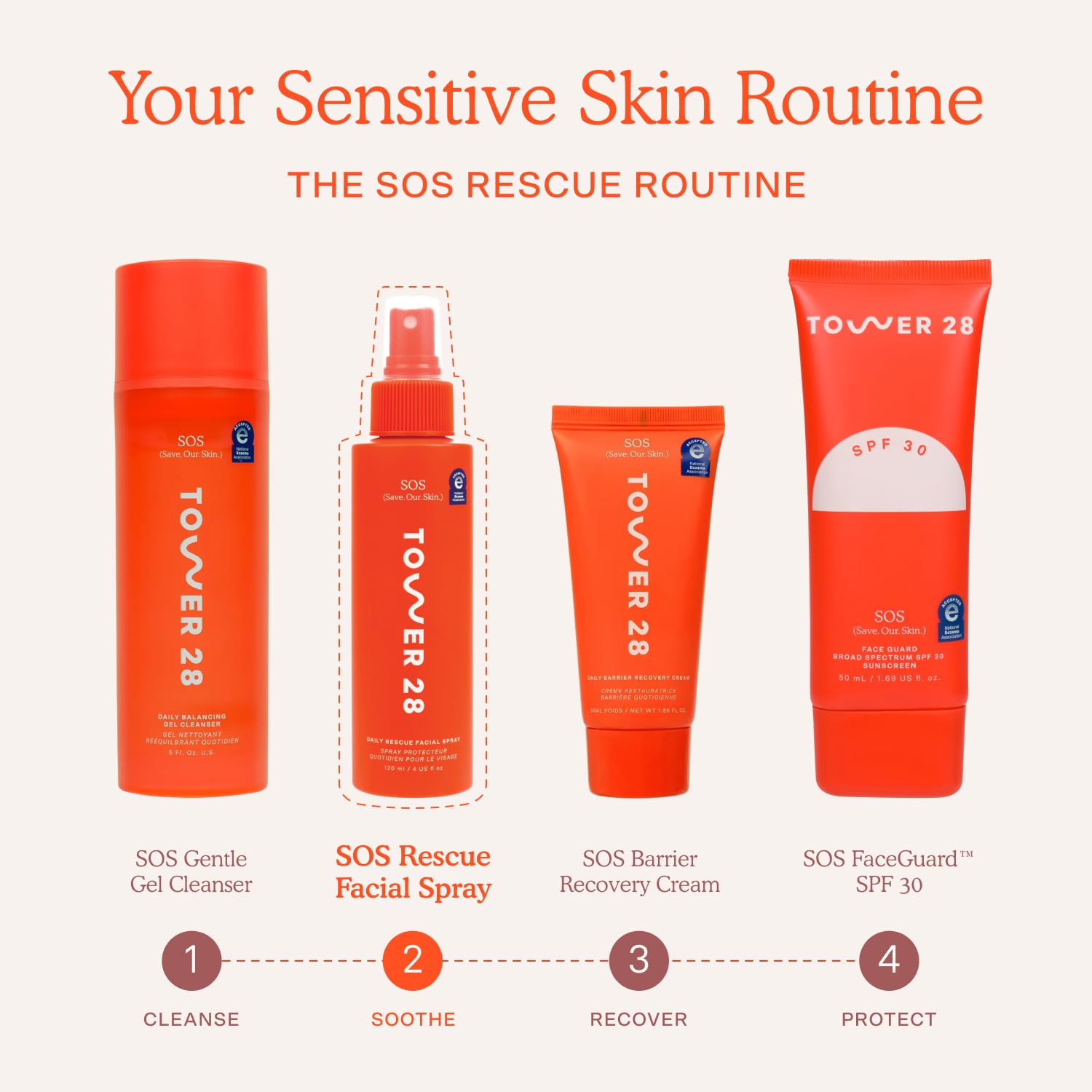 Tower 28 SOS Daily Rescue Facial Spray - Hypochlorous Acid Spray to Help Reduce Redness, Calm Irritation + Alleviate Flare-Ups - Purifying Travel Size Face Toner - Everyday Skin Care Essential (1 oz) - TrustMedUSA