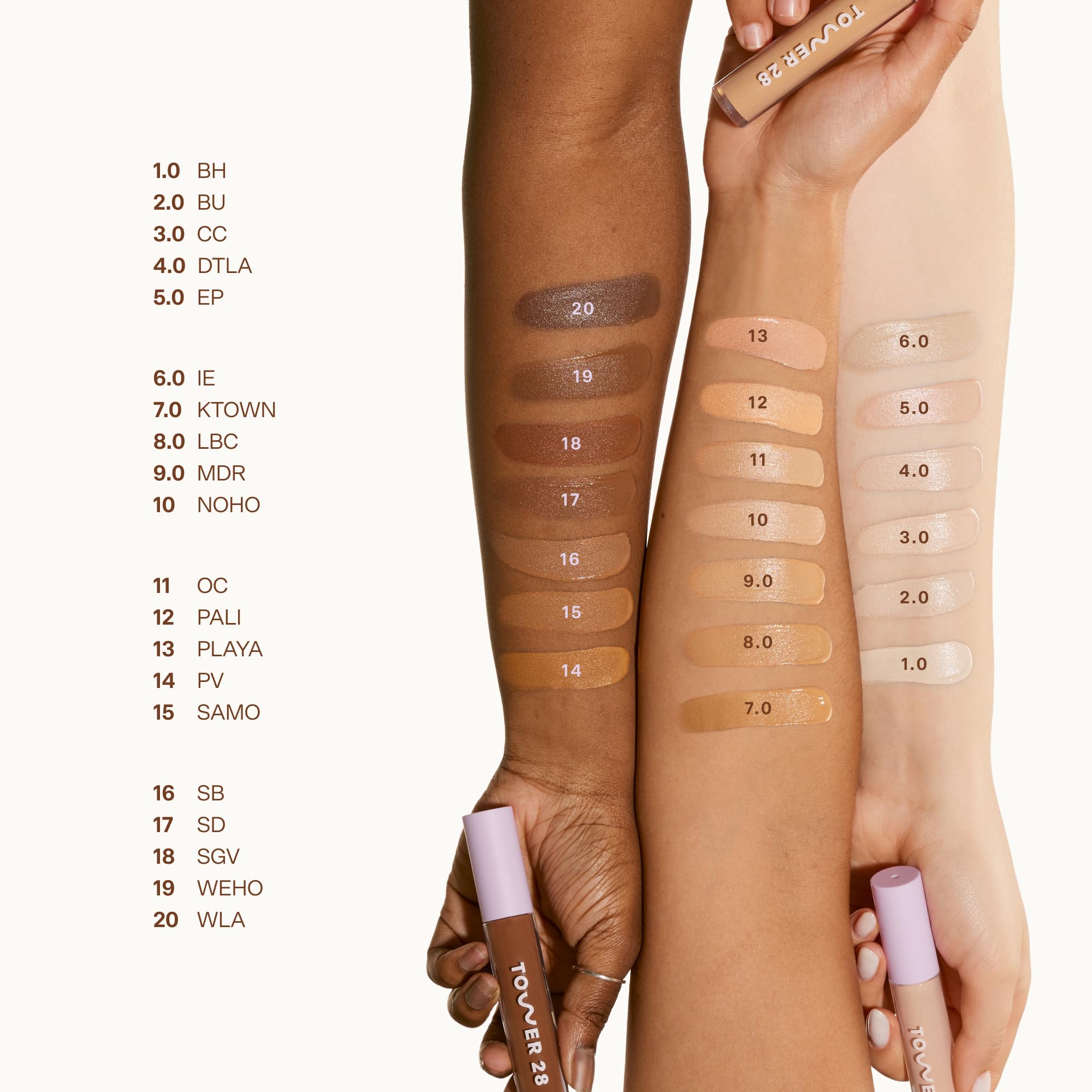 Tower 28 Swipe Serum Concealer - Hydrating Medium-Full Coverage Concealer + Under Eye Brightener - Skin Care Infused Makeup with Hyaluronic Acid + Soothing Centella - 1.0 Fair/Neutral (0.22 oz) - TrustMedUSA