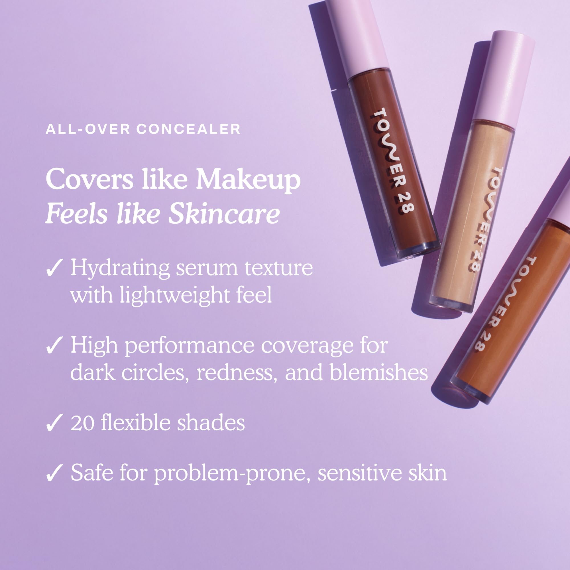 Tower 28 Swipe Serum Concealer - Hydrating Medium-Full Coverage Concealer + Under Eye Brightener - Skin Care Infused Makeup with Hyaluronic Acid + Soothing Centella - 1.0 Fair/Neutral (0.22 oz) - TrustMedUSA