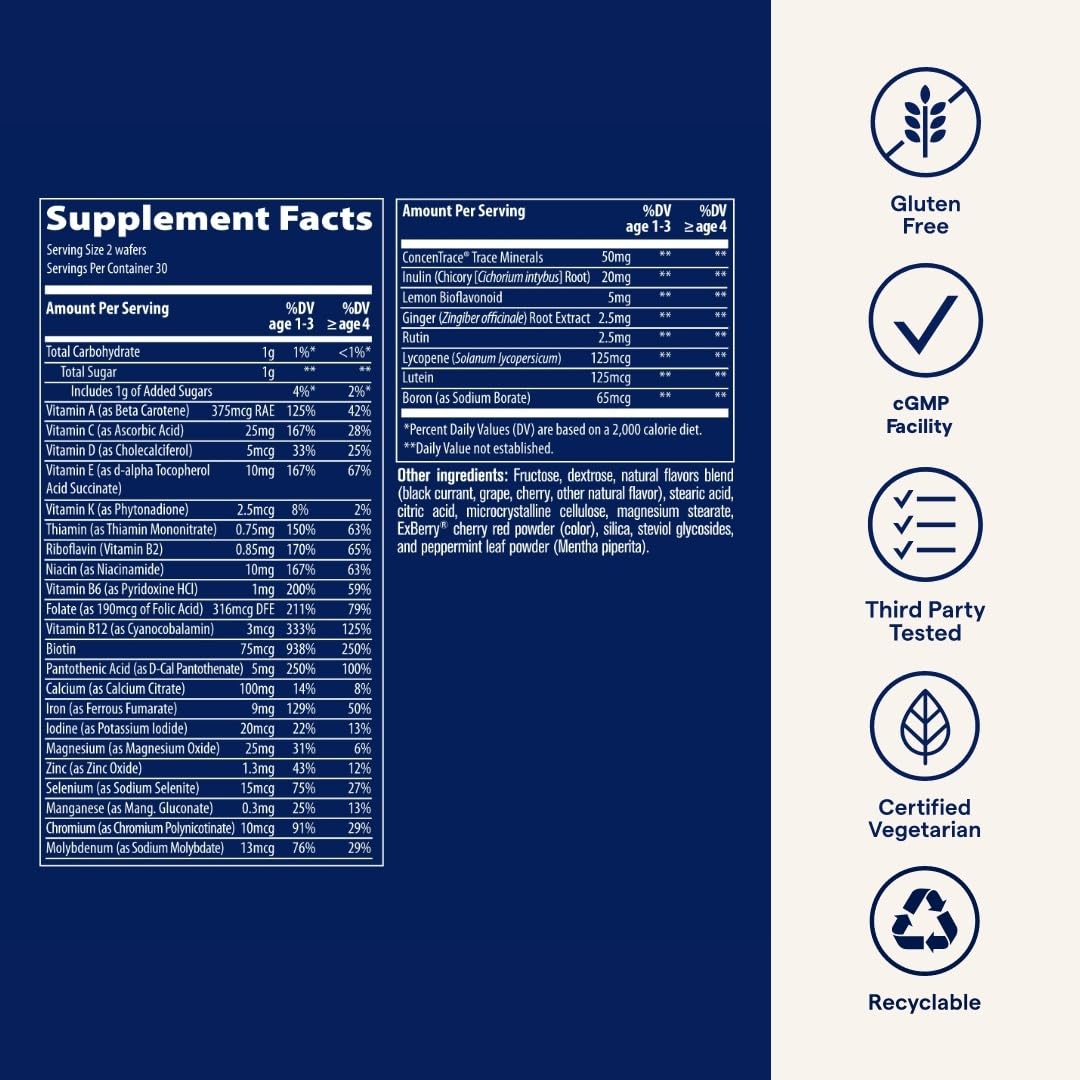 Trace Minerals Complete Children's Chewable - Gluten-Free Multivitamin for Kids - Chewable Multivitamin Supplement to Support Health & Development - 60 Chewable Wafers (30 Servings) - TrustMedUSA