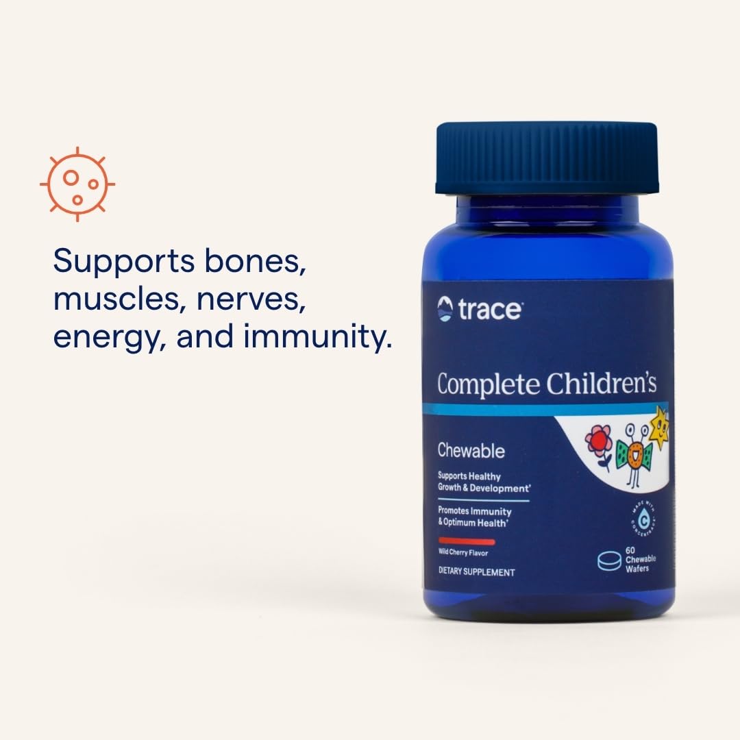 Trace Minerals Complete Children's Chewable - Gluten-Free Multivitamin for Kids - Chewable Multivitamin Supplement to Support Health & Development - 60 Chewable Wafers (30 Servings) - TrustMedUSA
