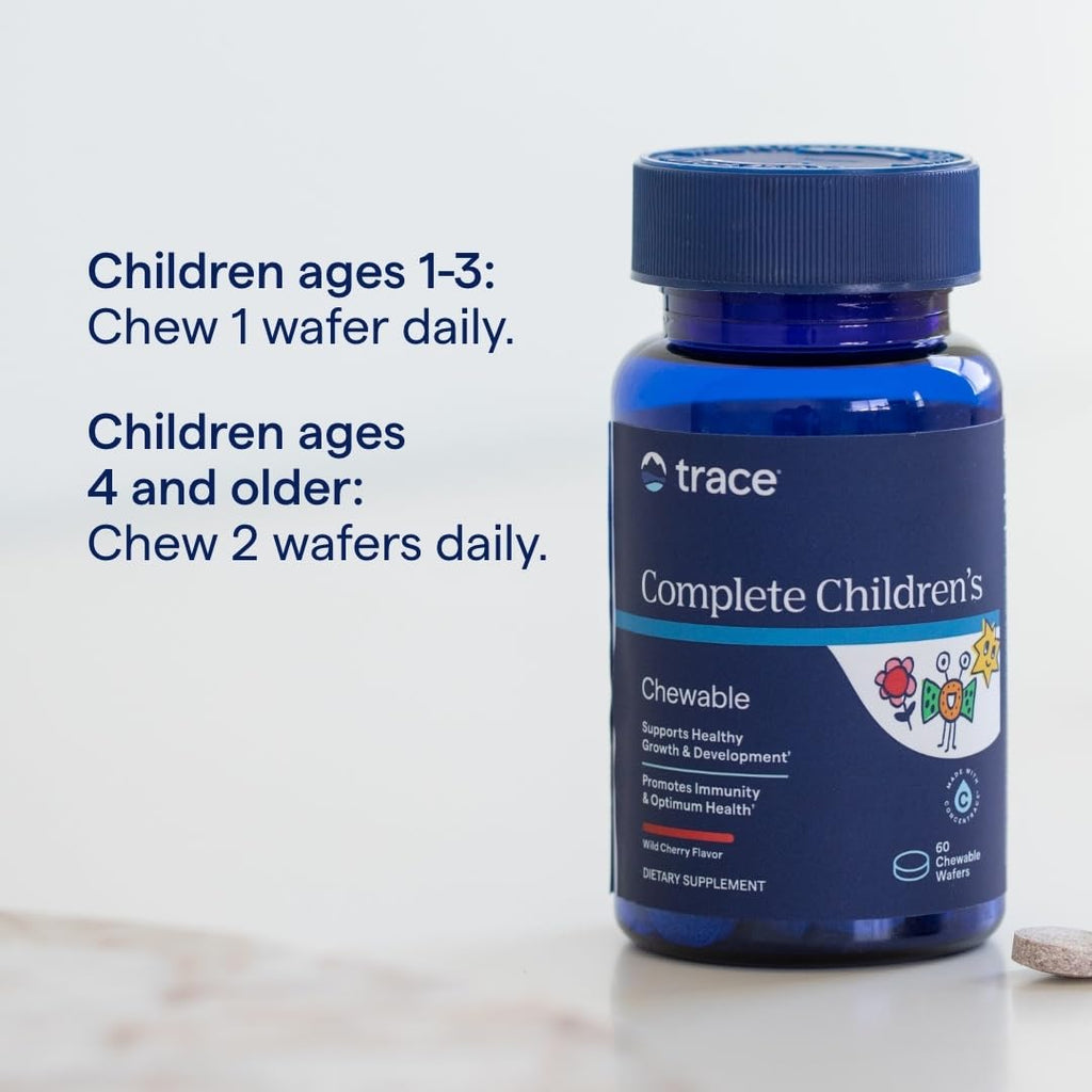 Trace Minerals Complete Children's Chewable - Gluten-Free Multivitamin for Kids - Chewable Multivitamin Supplement to Support Health & Development - 60 Chewable Wafers (30 Servings) - TrustMedUSA