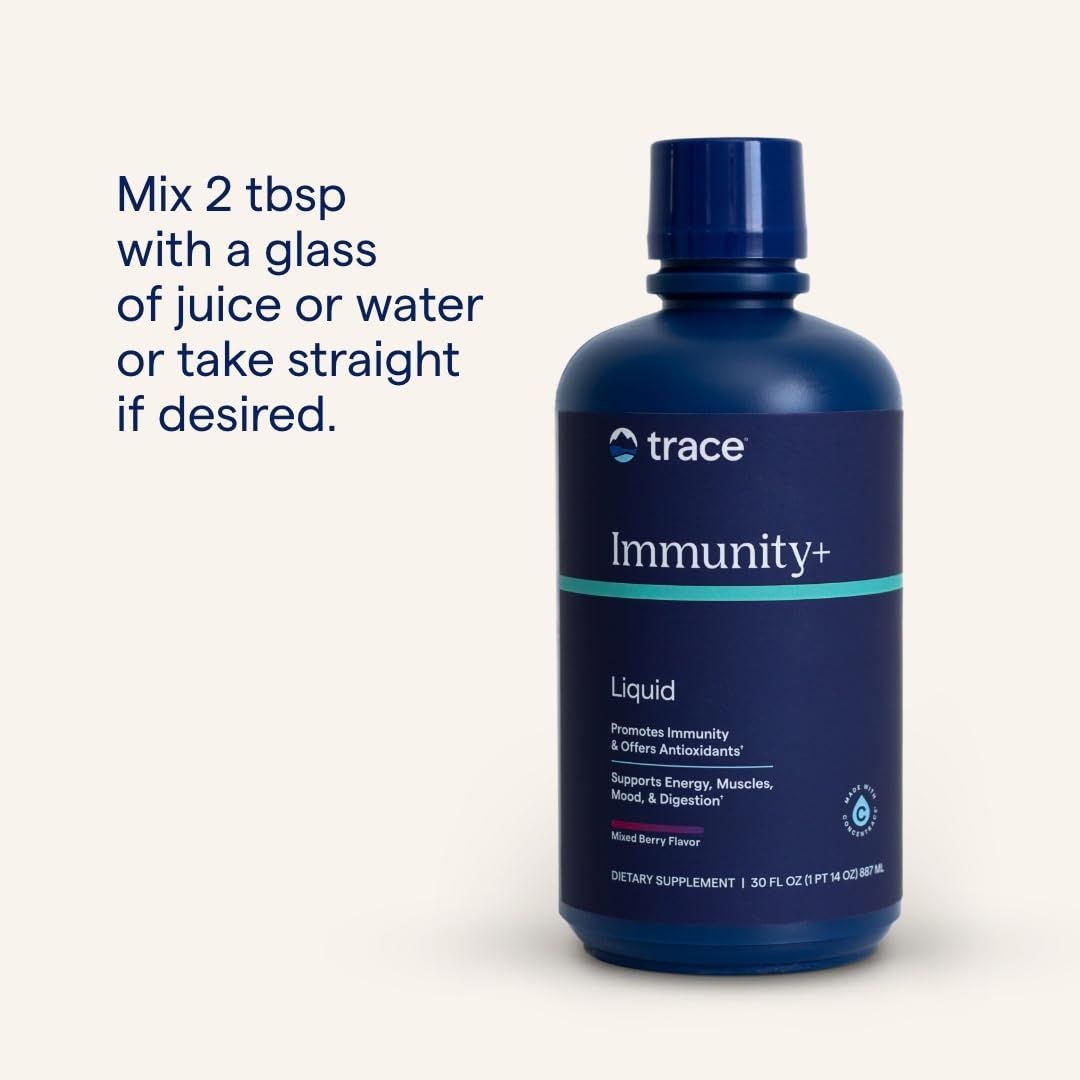 Trace Minerals Immunity+ - Liquid Supplement for Healthy Body & Immune Support - Elderberry Multivitamin - Formulated with Ionic Trace Minerals - Sugar-Free - Mixed Berry - 30 fl oz (30 Servings) - TrustMedUSA