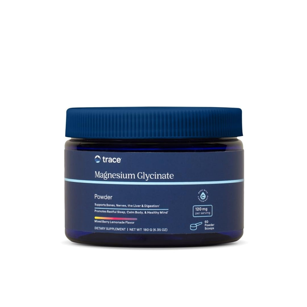 Trace Minerals Magnesium Glycinate Powder - Daily Magnesium Powder for Sleep Support - Calming Bedtime Drink - Natural & Gentle - Mixed Berry Lemonade - 180g (60 Servings) - TrustMedUSA