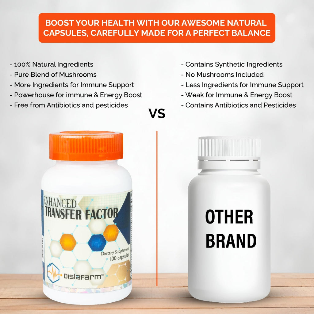 Transfer Factor Enhanced, 100 Natural Capsules, Immune Support - Transfer Factor Multi Immune from Cow Colostrum, Egg Yolk & Special Blend of Mushrooms - TrustMedUSA