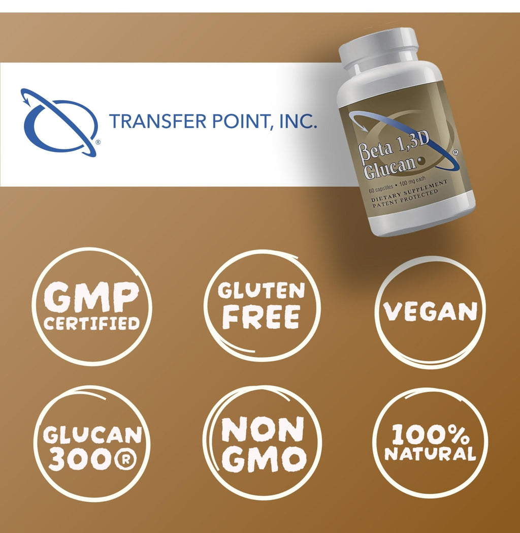 Transfer Point Yeast-Derived Beta 1,3D Glucan (1,3/1,6 B-Glucans) 200mg, Minimum 85% Beta Glucan Content, Non-GMO, Vegetarian, All-Natural Immune Support, 60 Capsules - Maple Wellness Supplements