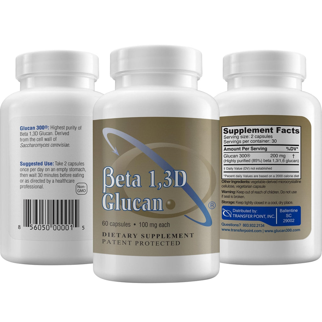 Transfer Point Yeast-Derived Beta 1,3D Glucan (1,3/1,6 B-Glucans) 200mg, Minimum 85% Beta Glucan Content, Non-GMO, Vegetarian, All-Natural Immune Support, 60 Capsules - Maple Wellness Supplements