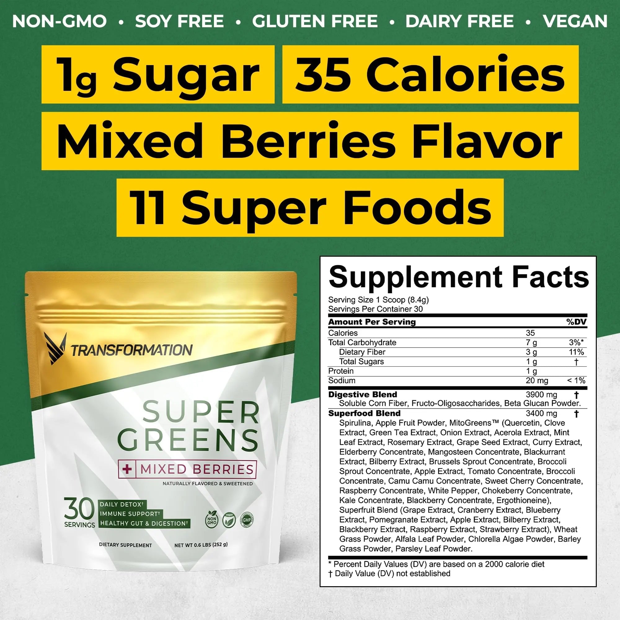 Transformation Super Greens Superfood Powder & Performance Insulated Shaker Bottle | Immune & Energy Support | Made with Natural Ingredients | Detoxifying & Alkalizing Minerals - TrustMedUSA