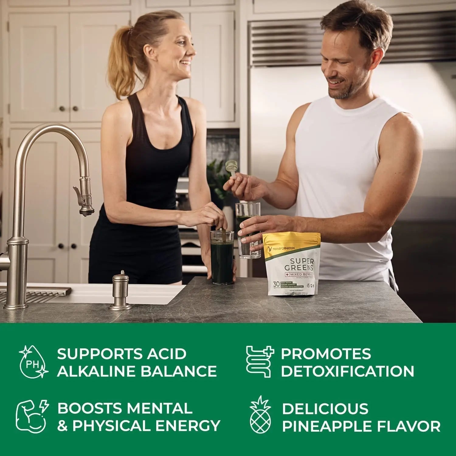 Transformation Super Greens Superfood Powder & Performance Insulated Shaker Bottle | Immune & Energy Support | Made with Natural Ingredients | Detoxifying & Alkalizing Minerals - TrustMedUSA