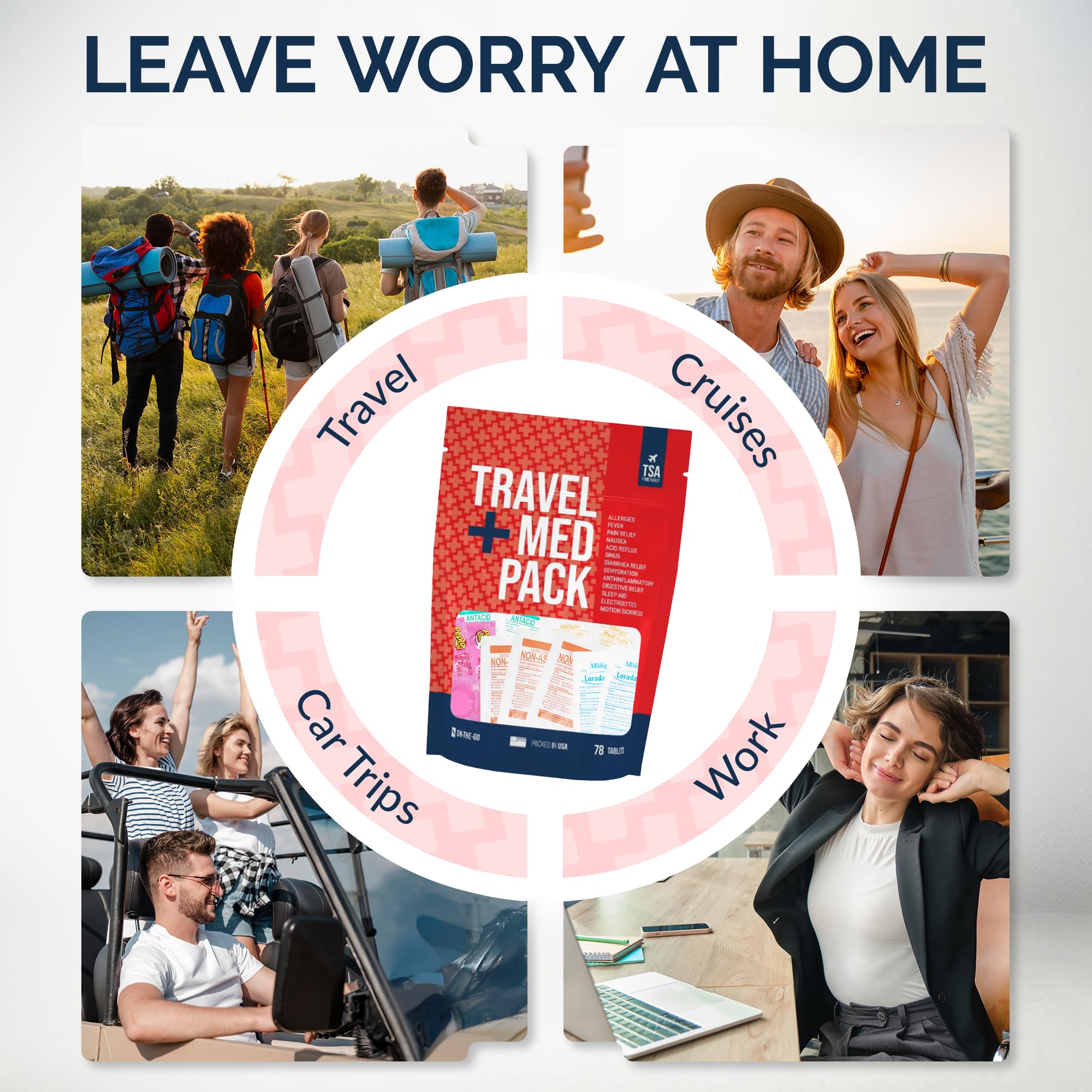 Travel Medicine Kit - 78-Piece TSA-Friendly Med Pack for Flights, Cruises & International Travel | Individually Wrapped Medication Essentials for Any Occasion - Maple Wellness Supplements
