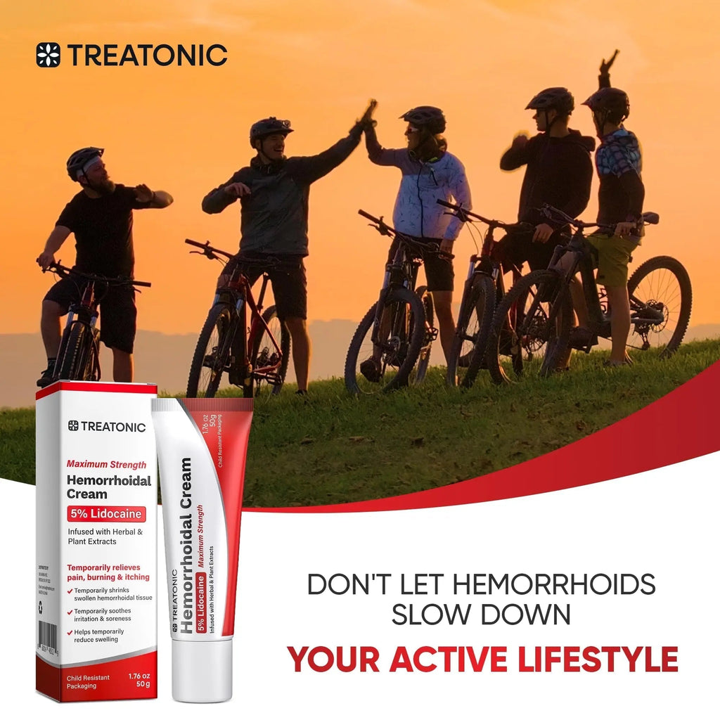 Treatonic Hemorrhoid Treatment Cream: 5% Lidocaine Hemorrhoid Cream for Numbing Relief of Pain, Burning, Itching, Discomfort, & Swelling - Fissure & Hemorrhoids - 1.76 oz - TrustMedUSA