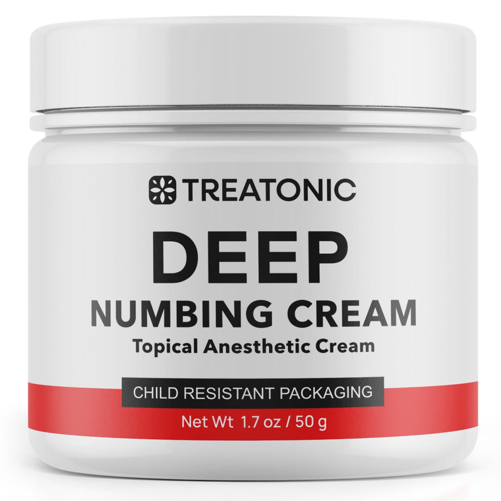 Treatonic Maximum Strength Numbing Cream: Numbing Cream for Discomfort, Burn, Itch & Pain Relief - Fast-Acting, Soothing Topical Anesthetic with Menthol & Emu Oil for Hemorrhoid Treatment – 1.7oz - TrustMedUSA