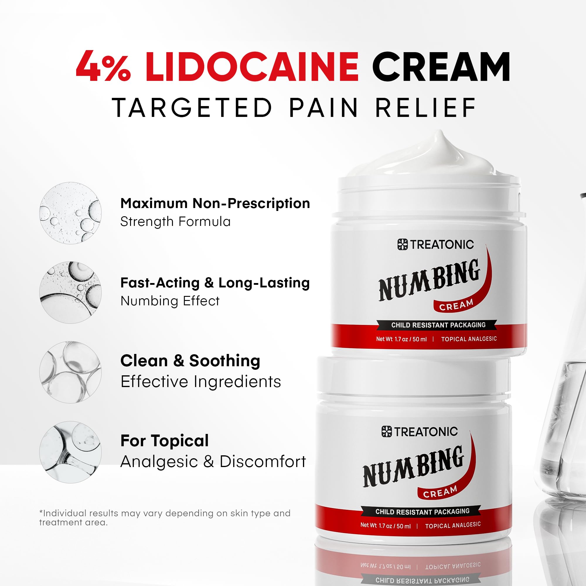 Treatonic Numbing Cream: Extra Strength Numbing Cream for Discomfort, Burning, Itching, & After Sun - Maximum Strength Topical Anesthetic with Menthol & Emu Oil for Toes Feet Hands Legs Arms – 1.7oz - TrustMedUSA