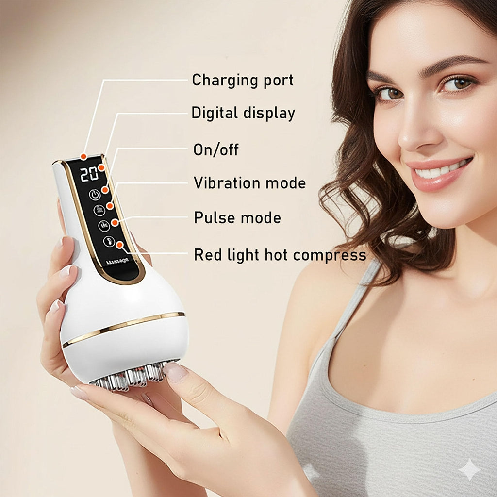 Treayes Lymphatic Drainage Massager & Anti Cellulite Massage Tool – 20-Level Heat, Microcurrent & Vibration, Ergonomic Rechargeable Design for Legs, Arms, Waist & Belly - Maple Wellness Supplements