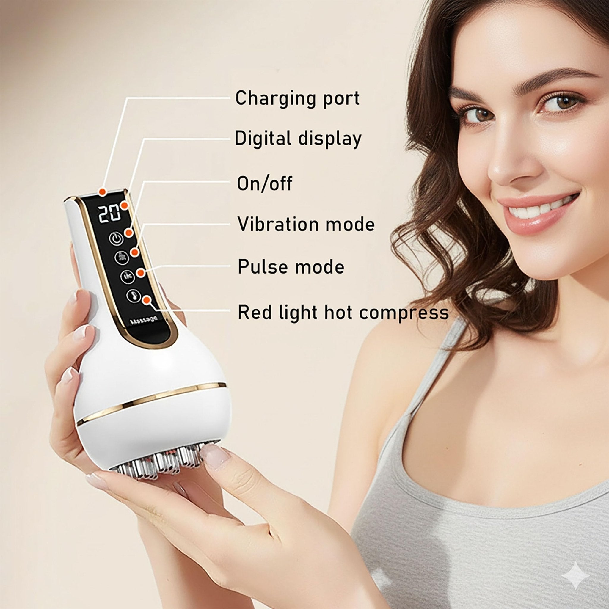 Treayes Lymphatic Drainage Massager & Anti Cellulite Massage Tool – 20-Level Heat, Microcurrent & Vibration, Ergonomic Rechargeable Design for Legs, Arms, Waist & Belly - Maple Wellness Supplements