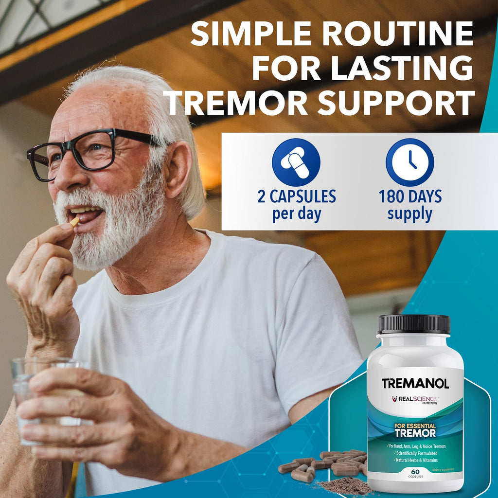 Tremanol Natural Aid Herbal Supplement – Includes Vitamin B2 & B12, Passionflower & Skullcap – 60 Caps (Pack of 6) – Made in USA - TrustMedUSA