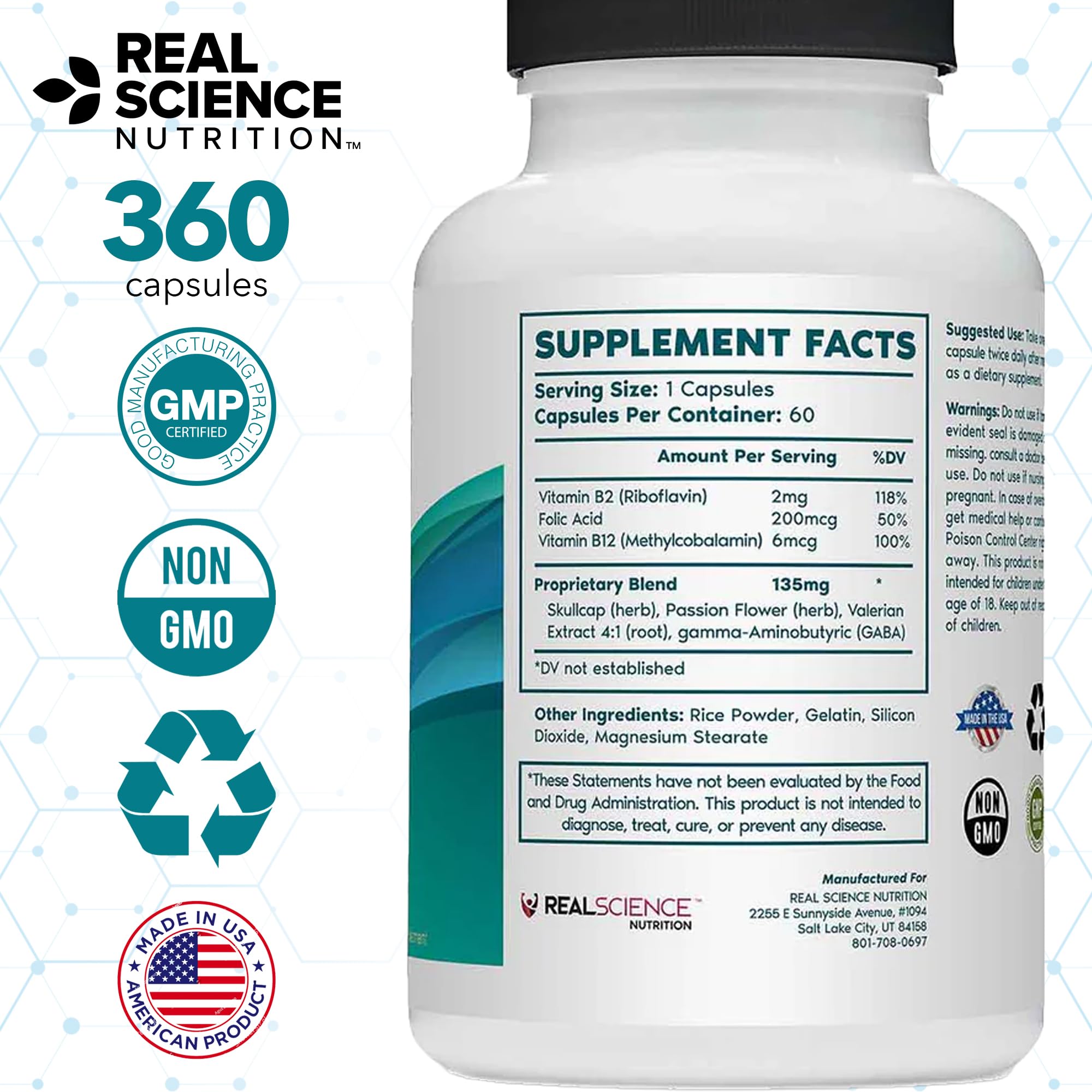 Tremanol Natural Aid Herbal Supplement – Includes Vitamin B2 & B12, Passionflower & Skullcap – 60 Caps (Pack of 6) – Made in USA - TrustMedUSA