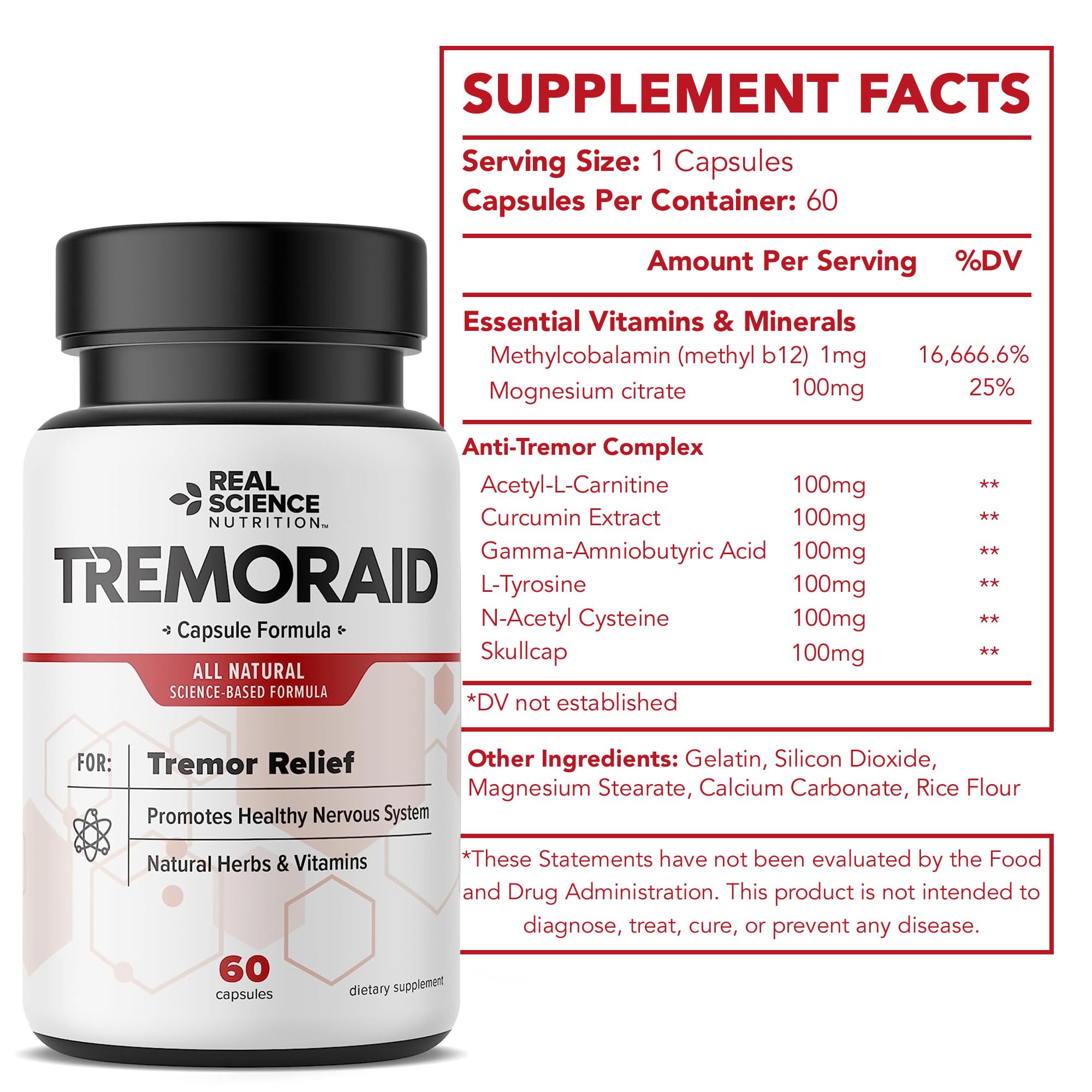 Tremoraid Essential Tremor Relief Supplements (60 Caps)* (3 Bottles) - TrustMedUSA