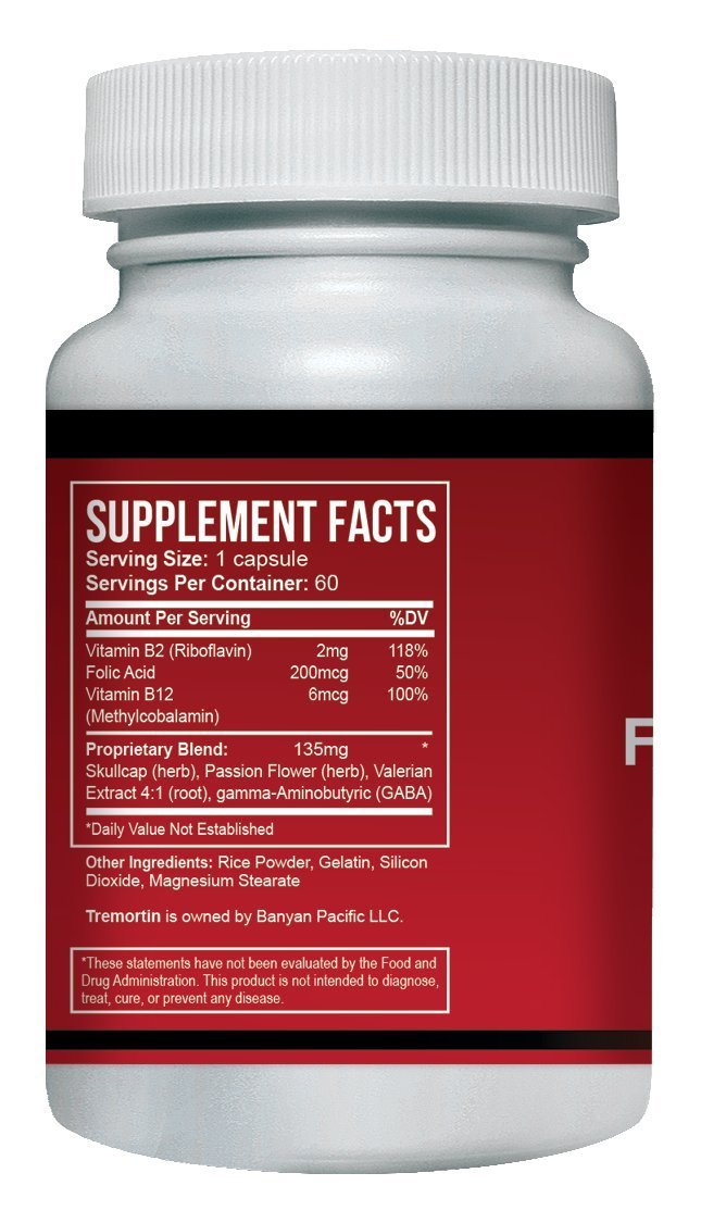 Tremortin – Natural Essential Tremor Herbal Supplement - Offers Relief for Shaky Hands, Arm, Leg and Voice Tremors (60 Capsules) - TrustMedUSA
