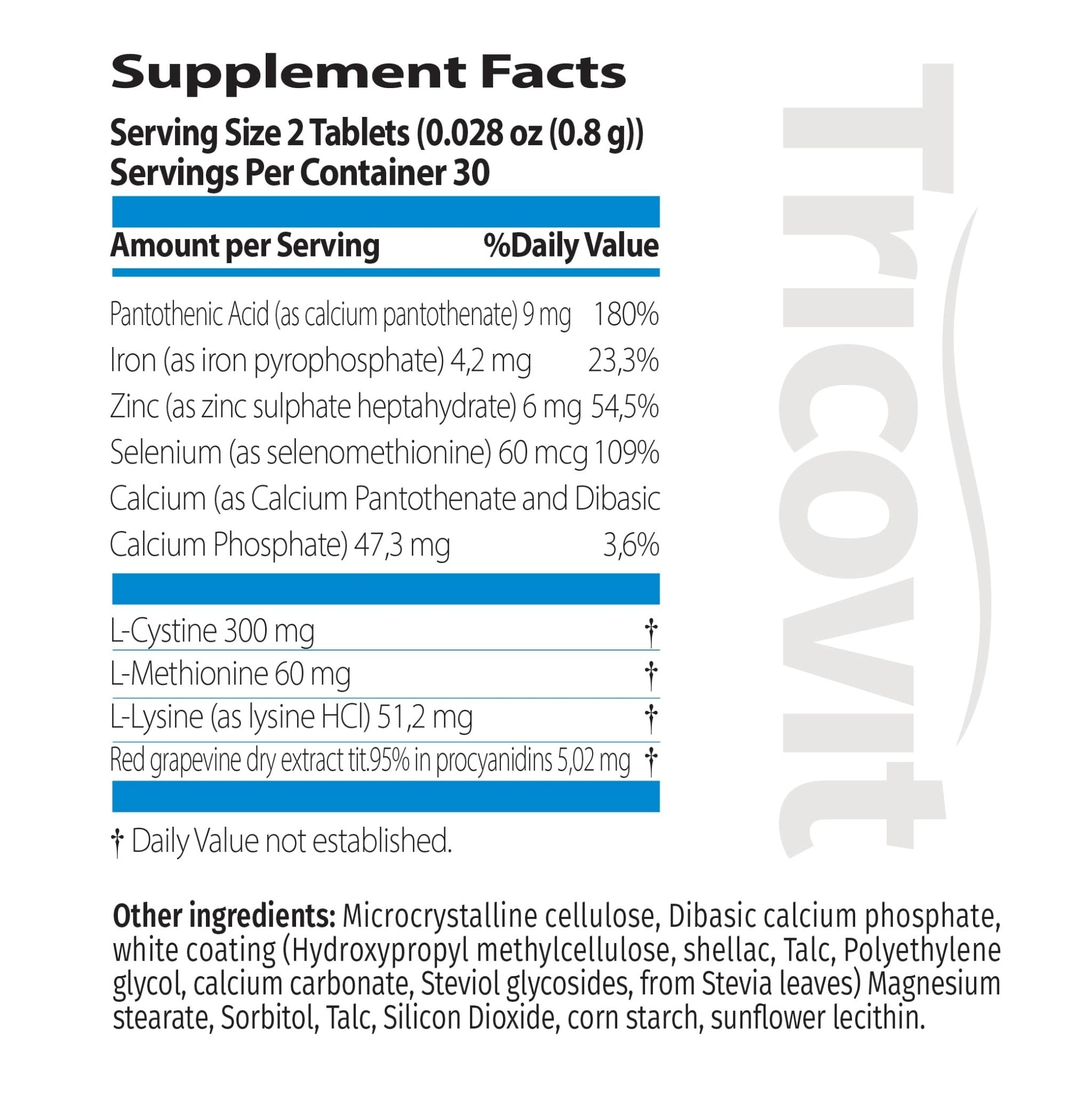 Tricovit Hair Growth Supplement - Nail & Hair Health Vitamins with Amino Acids, Minerals & Antioxidants - Dermatologist-Formulated & Gluten-Free Vitamins and Supplements for Women & Men (60 tablets) - TrustMedUSA