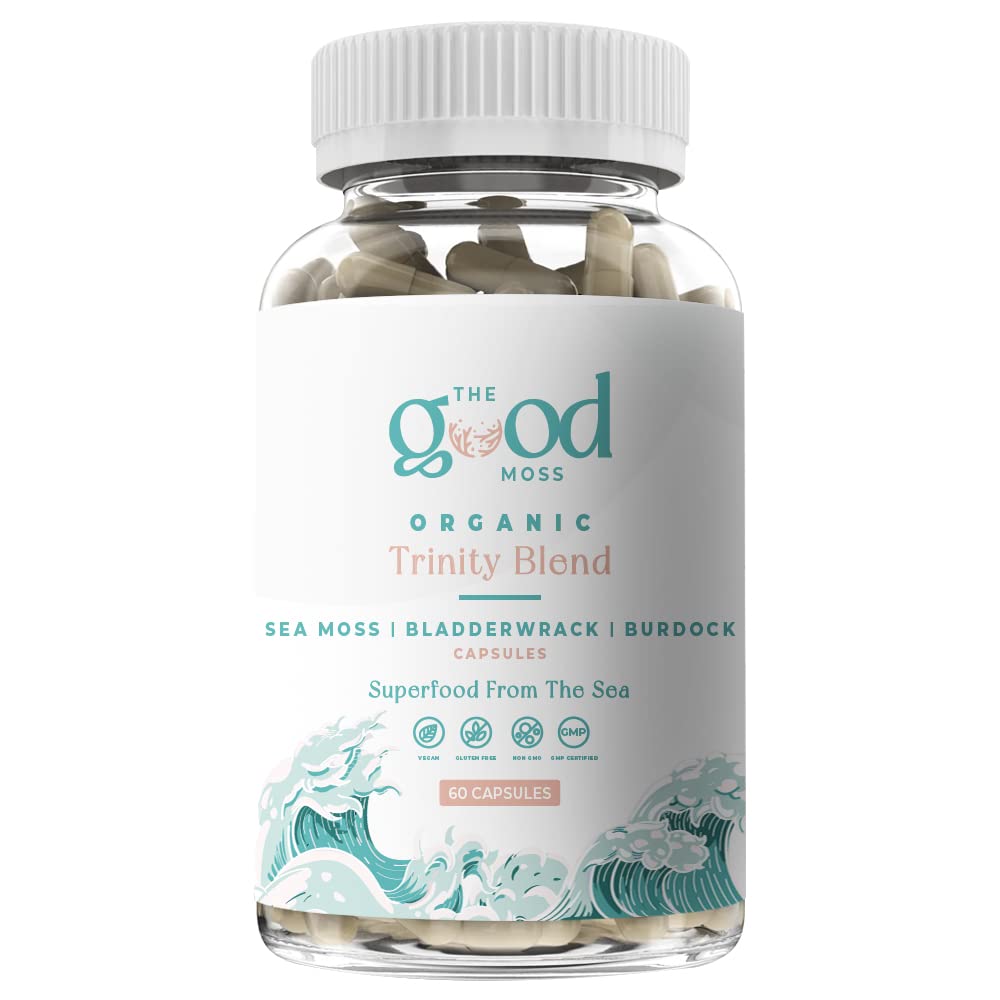 Trinity Blend Superfood -Sea Moss, Bladderwrack and Burdock Root Supplement for Overall Health Support, Hair, Skin and Nails 60ct - TrustMedUSA