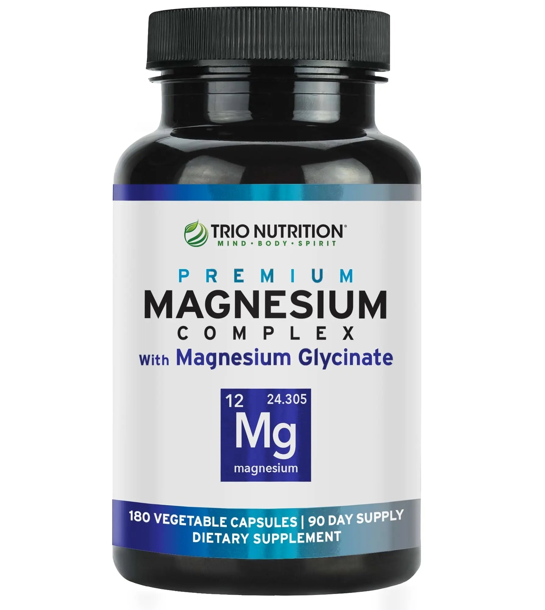 Trio Nutrition Magnesium Complex 90 Day Supply 420 mg | Natural Calm, Relax, Stress Relief, and Muscle Recovery |Magnesium Glycinate Supplement with Vitamin B6 for Rapid Absorption* - TrustMedUSA