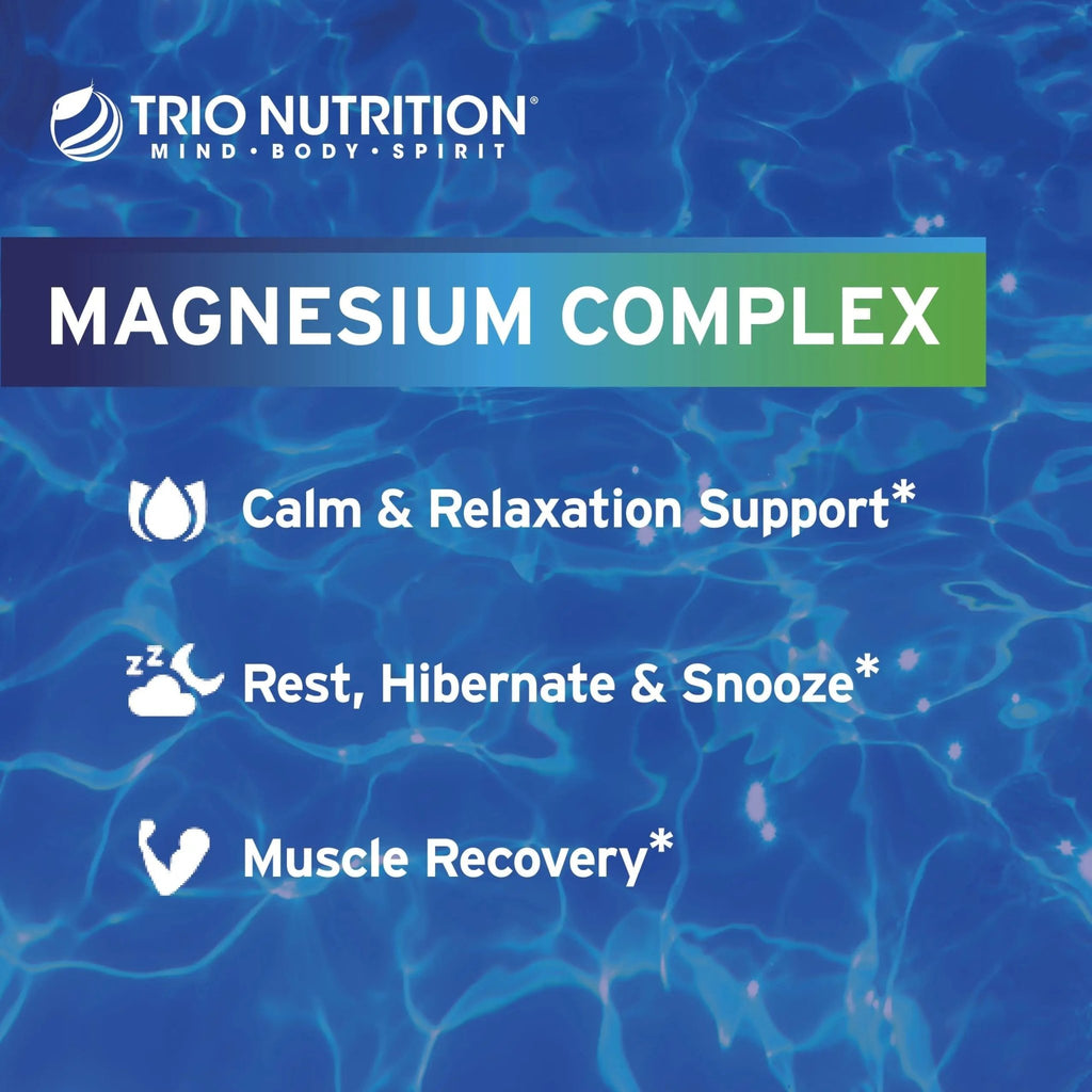 Trio Nutrition Magnesium Complex 90 Day Supply 420 mg | Natural Calm, Relax, Stress Relief, and Muscle Recovery |Magnesium Glycinate Supplement with Vitamin B6 for Rapid Absorption* - TrustMedUSA