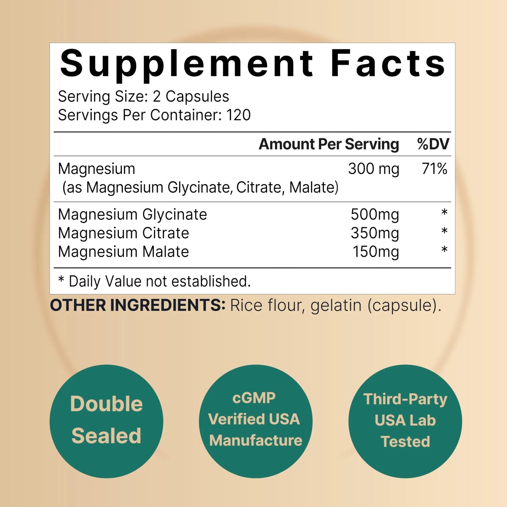 Triple Complex Magnesium Supplement, 240 Capsules | Magnesium Glycinate 500mg - TrustMedUSA