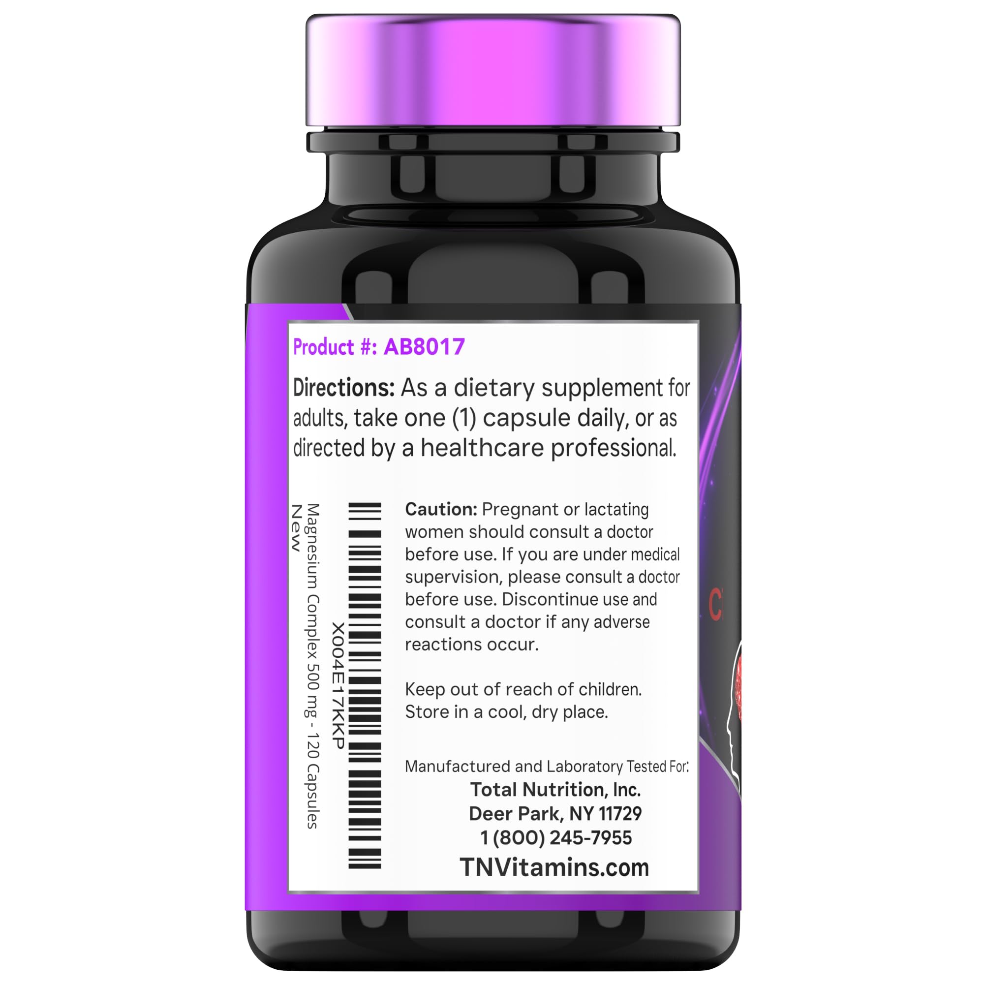 Triple Magnesium Complex Supplement 500mg: Magnesium Glycinate, Citrate, & Oxide - 120 Capsules (4 Month Supply!) | 1 Capsule Serving Provides 125% Daily Value | Non-GMO, Made in The USA! - Maple Wellness Supplements