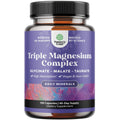 Triple Magnesium Complex Supplement - High Absorption Magnesium Glycinate, Malate & Taurate Blend for Muscles, Energy Support & Heart Health - Triple Mg Complex 400 mg Capsules - 120 Count - TrustMedUSA