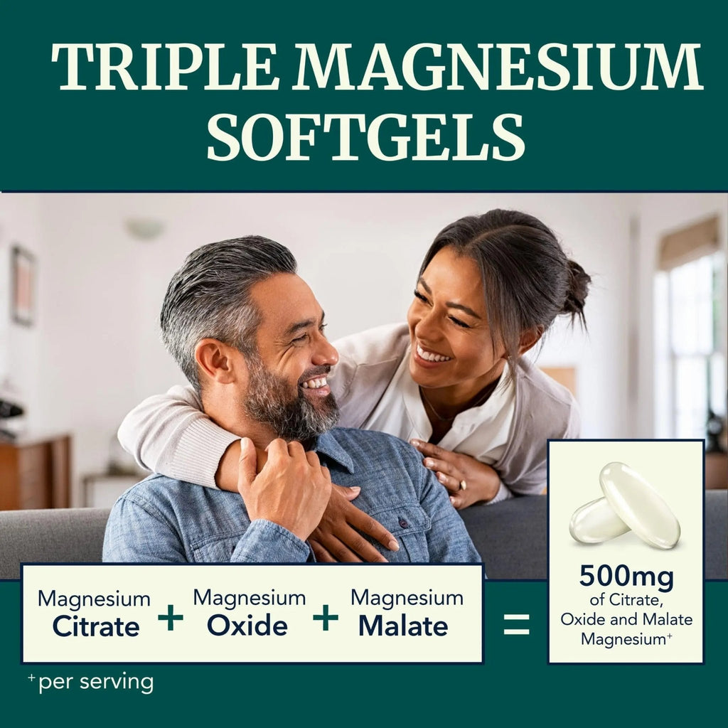 Triple Magnesium Softgels | Citrate, Malate, & Oxide | Highly Absorbable Magnesium - TrustMedUSA