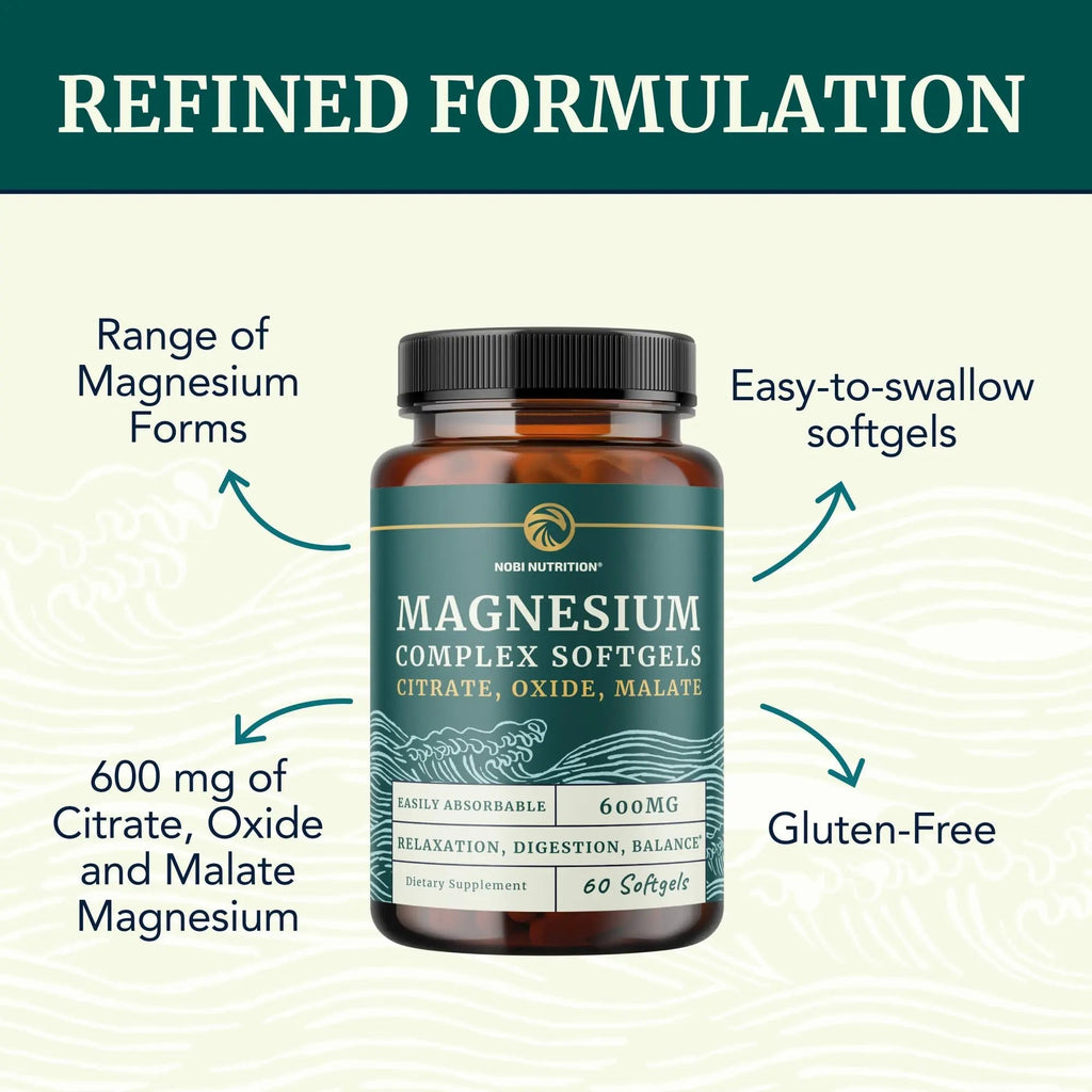 Triple Magnesium Softgels | Citrate, Malate, & Oxide | Highly Absorbable Magnesium Supplement for Digestion, Calm, Leg Cramps, & Sleep Support | 300mg Complex | Easy to Swallow Soft Gels | 60 Count - TrustMedUSA