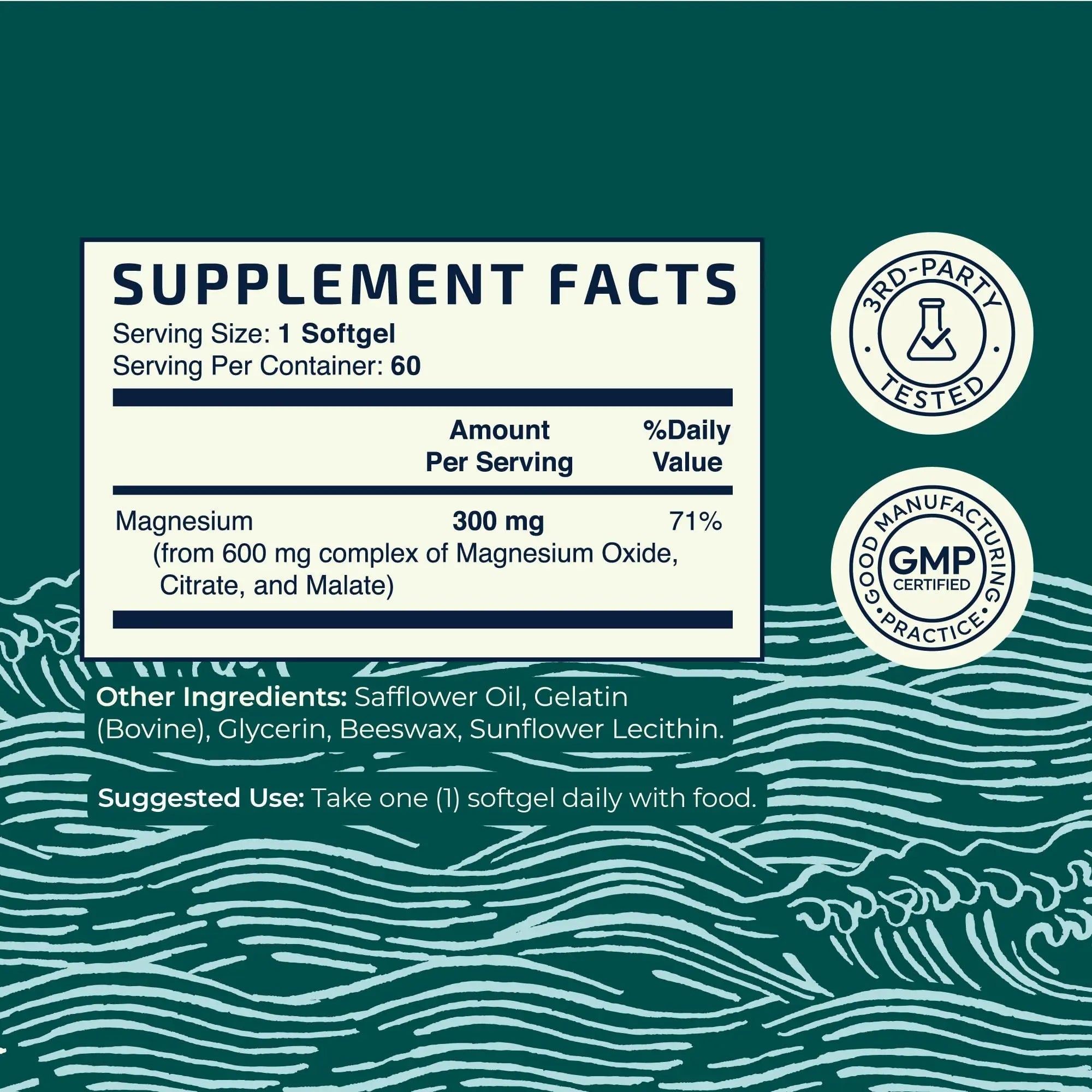 Triple Magnesium Softgels | Citrate, Malate, & Oxide | Highly Absorbable Magnesium Supplement for Digestion, Calm, Leg Cramps, & Sleep Support | 300mg Complex | Easy to Swallow Soft Gels | 60 Count - TrustMedUSA