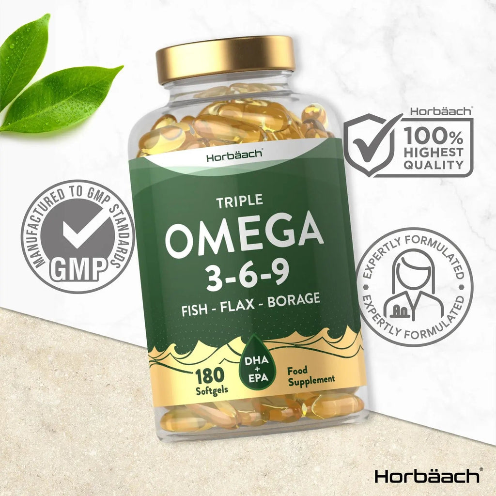 Triple Omega 3 6 9 Capsules | 180 Count | High Strength Supplement with DHA - TrustMedUSA