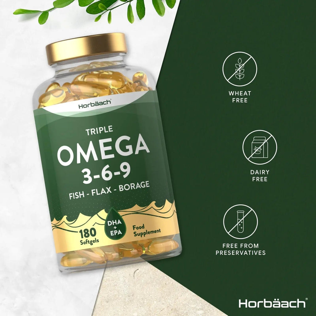 Triple Omega 3 6 9 Capsules | 180 Count | High Strength Supplement with DHA - TrustMedUSA