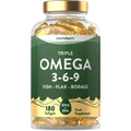 Triple Omega 3 6 9 Capsules | 180 Count | High Strength Supplement with DHA - TrustMedUSA