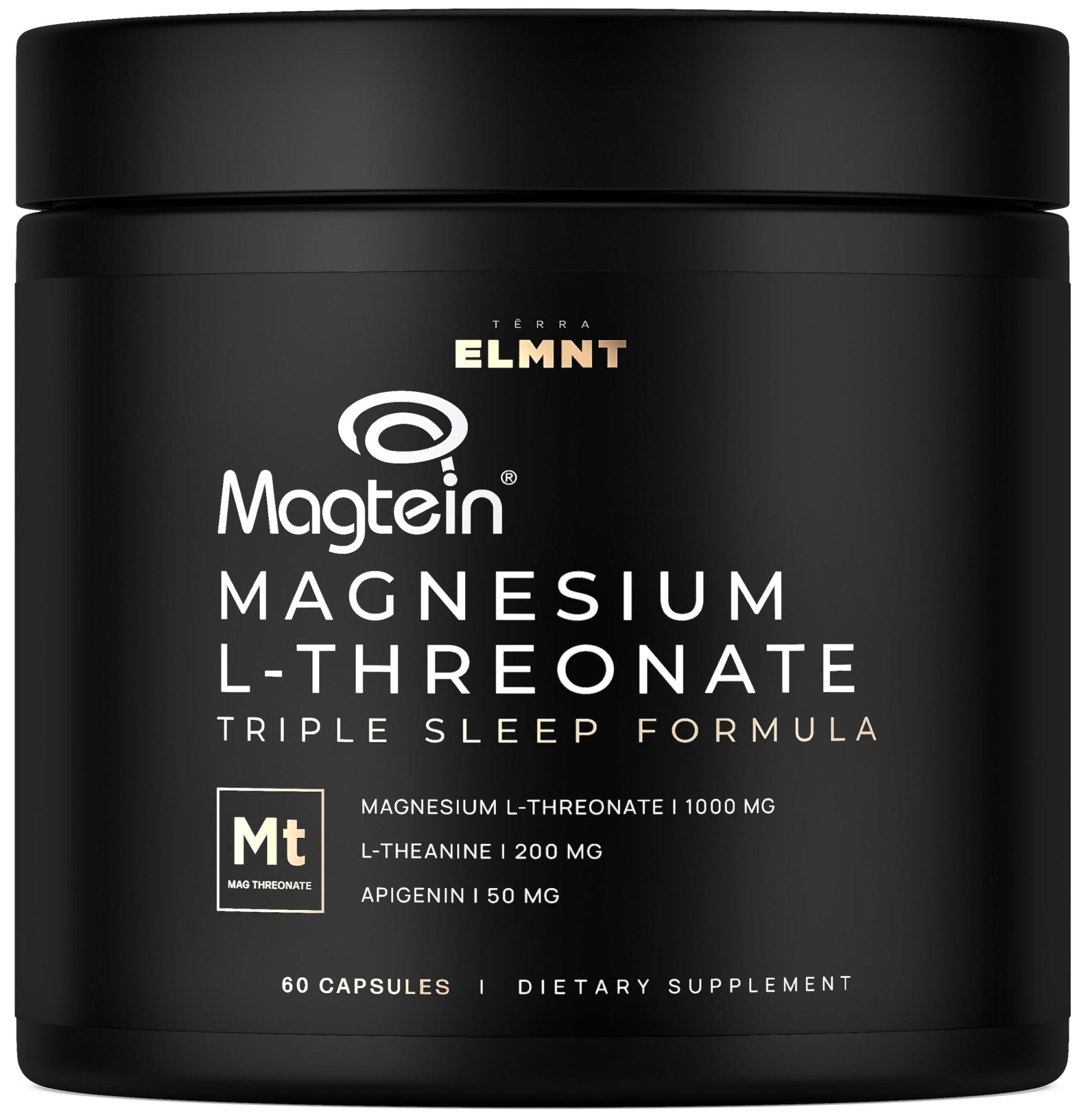 Triple Sleep Magnesium L-Threonate w. Apigenin, Theanine & Magtein Magnesium L Threonate - High Absorption Magnesium Supplement Capsules for Men and Women Magnesium Powder Pills - Maple Wellness Supplements
