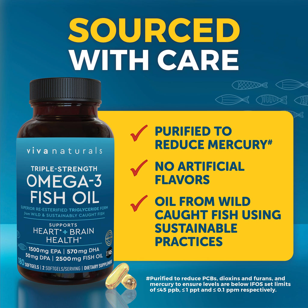 Triple Strength Fish Oil Omega 3 Supplements for Women and Men – 2500 mg High-Potency, Easy-to-Absorb Re-esterified Triglyceride Form, Pescatarian-Friendly DPA Omega 3 - TrustMedUSA