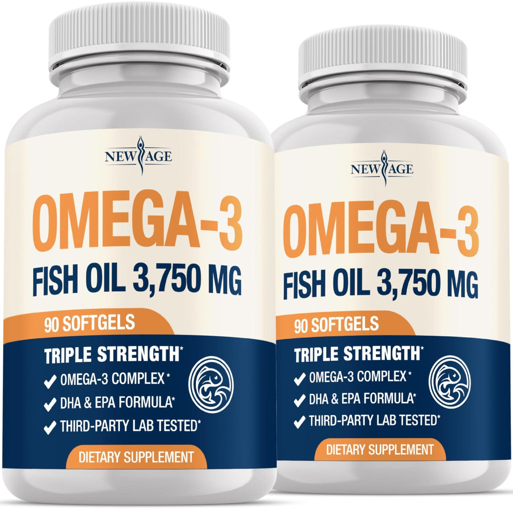 Triple Strength Omega 3 Fish Oil 3750 mg - EPA & DHA - Over 3000mg Omega-3 Fatty Acids - 1350mg EPA + 900mg DHA - Best Essential Fatty Acids, Burpless Fish Oil - 180 Count - Maple Wellness Supplements