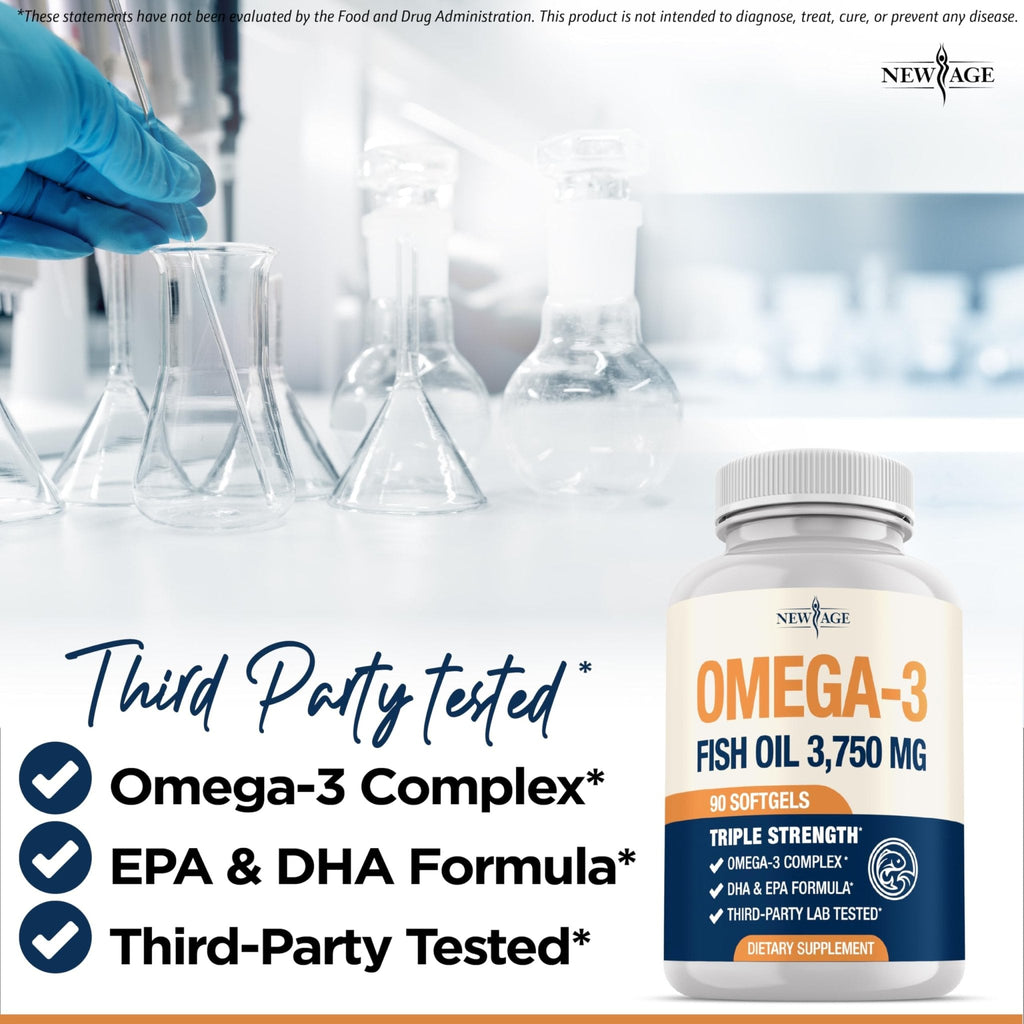 Triple Strength Omega 3 Fish Oil 3750 mg - EPA & DHA - Over 3000mg Omega-3 Fatty Acids - 1350mg EPA + 900mg DHA - Best Essential Fatty Acids, Burpless Fish Oil - 180 Count - Maple Wellness Supplements