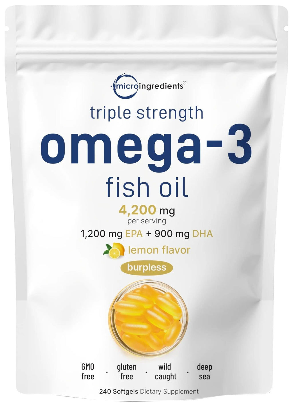 Triple Strength Omega 3 Fish Oil Supplements 4200mg Per Serving, 240 Softgels - TrustMedUSA